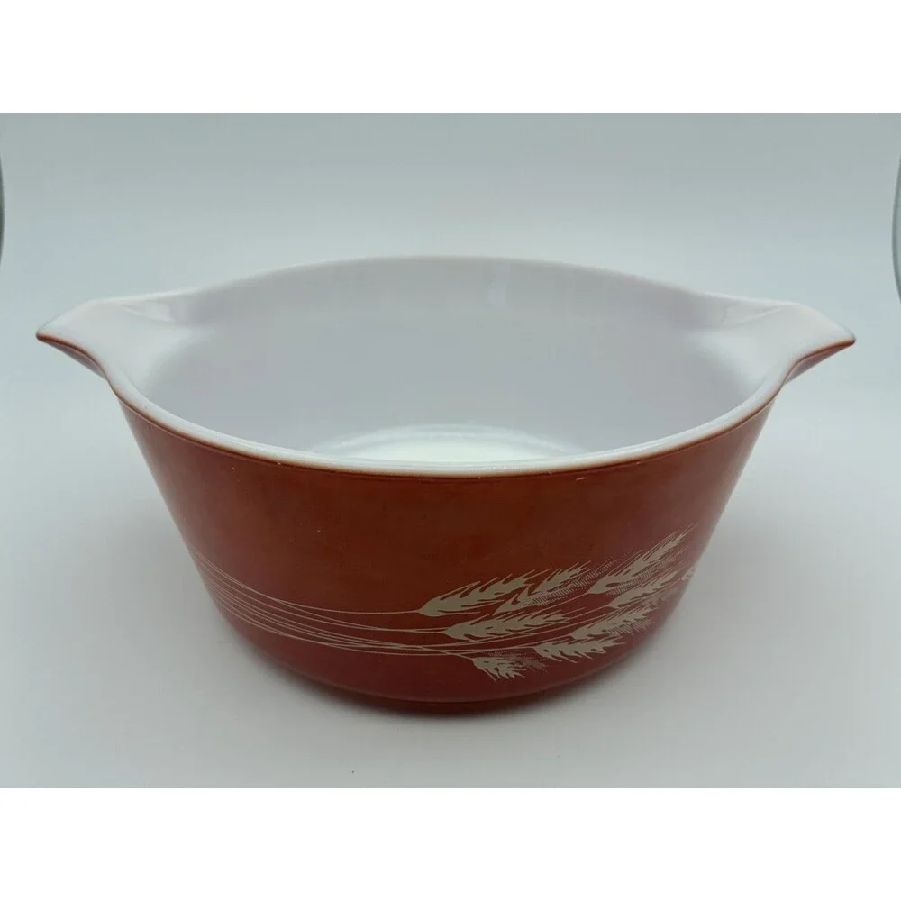 Vintage Pyrex 475-B  Autumn Harvest Wheat Casserole Dish Bowl No Lid 2.5 Qt.